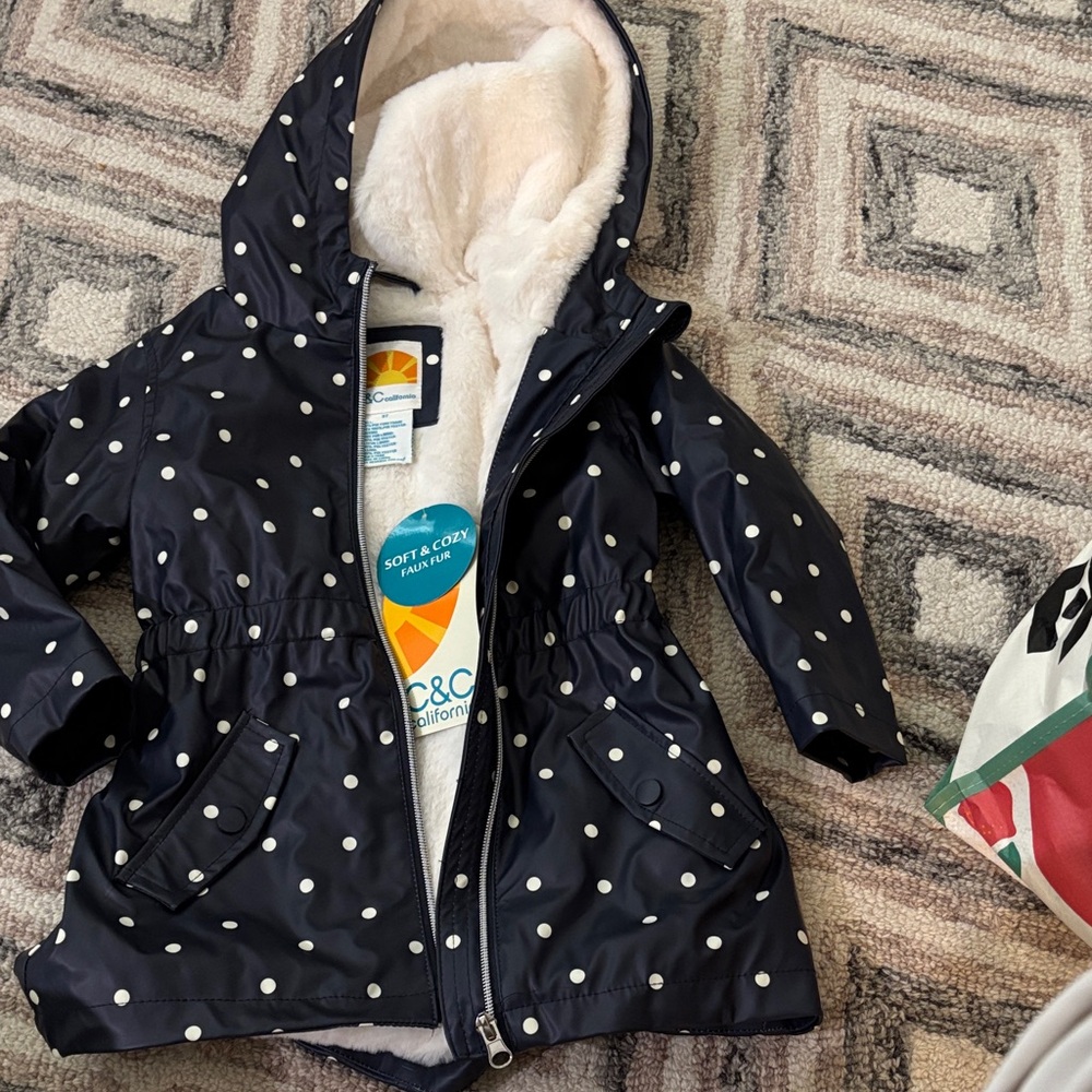 C&C California Kids Navy Polka Dot Raincoat